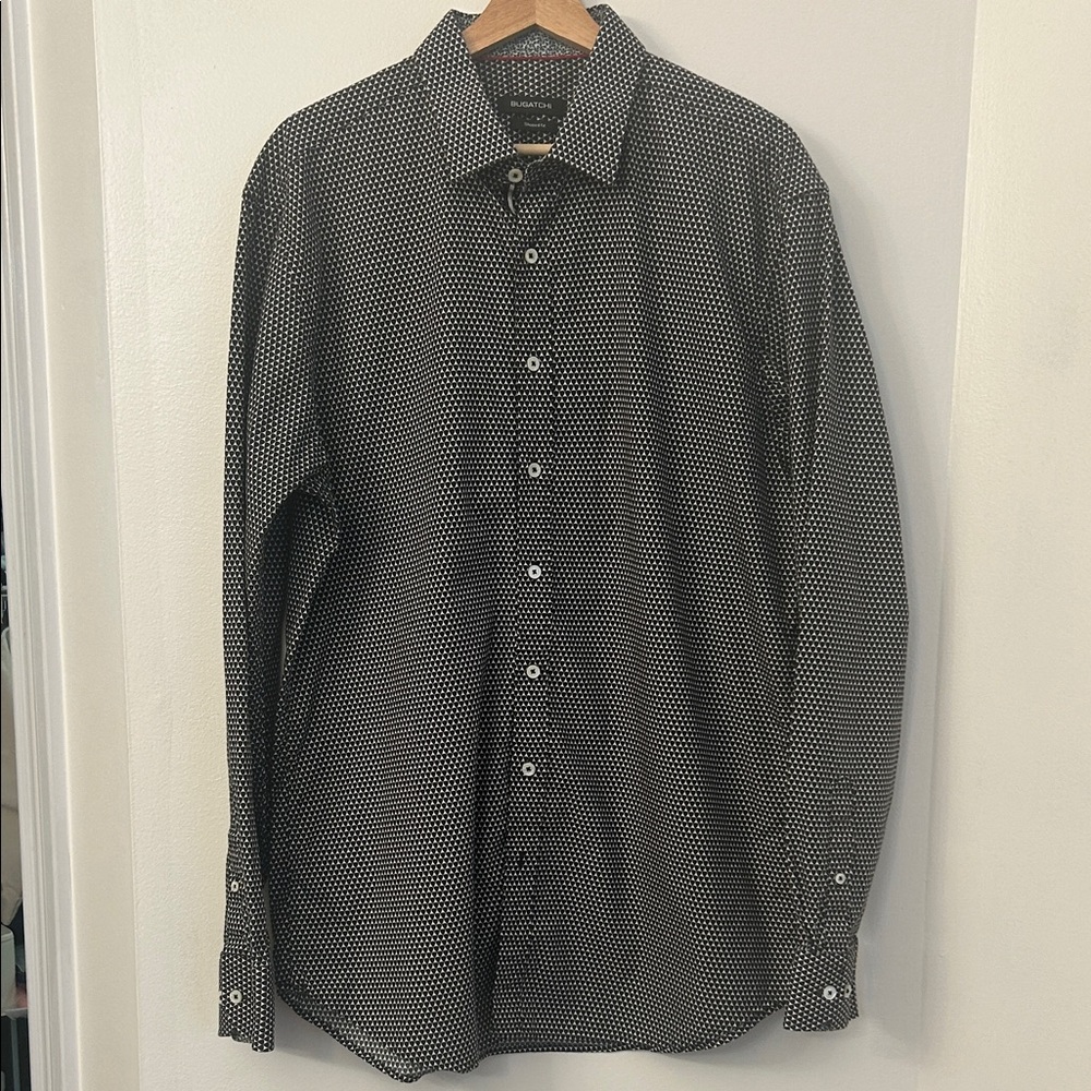 Bugatchi Black and White Geometric Shirt